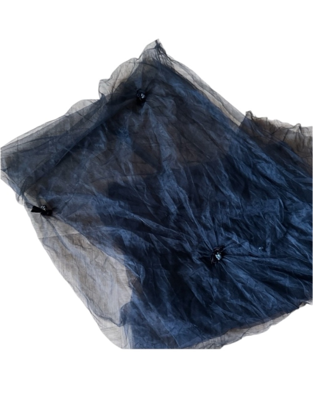 Reem Acra Tulle Piece Shawl Cover Drape Black Bows Embellished